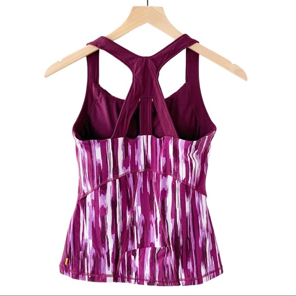 Lucy Power Cross Strap Sport Bra Tank Purple Print - Picture 3 of 16
